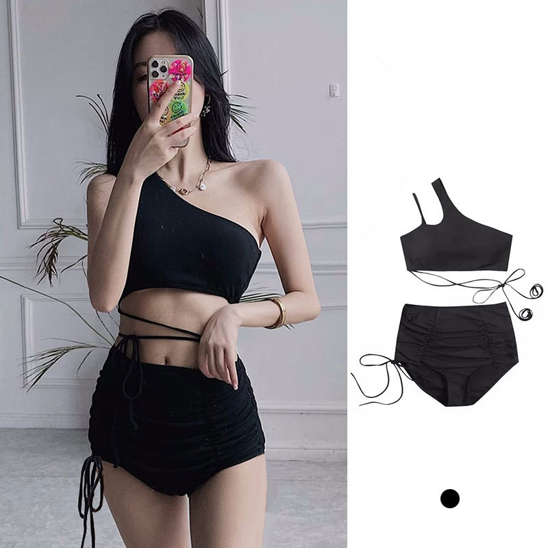 Shoulder Pad Set In - Sexy Completo Bikini Coreano Monospalla Nero