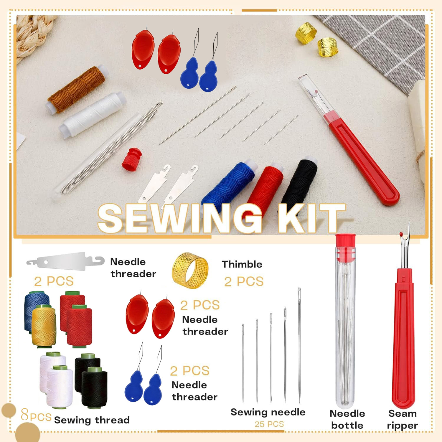 Sewing Kit - Kit di 43 Aghi da Cucito