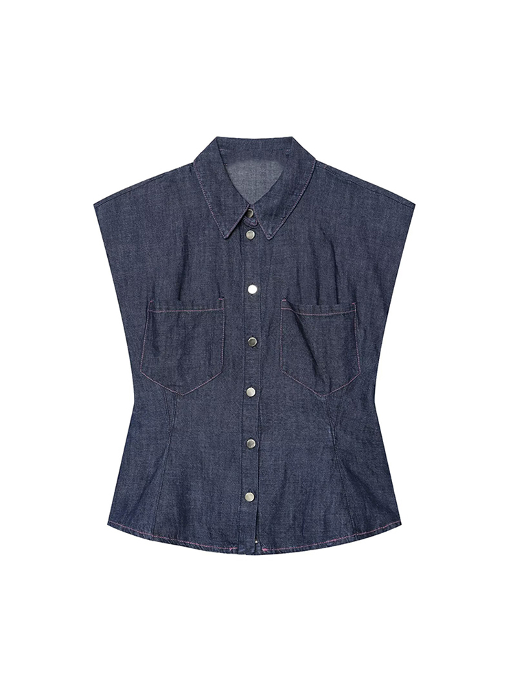 TFMLN Set Donna in Denim: Top  - Shoulder Pad Set In recensione e prezzo